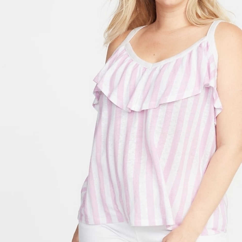 NWT Women's Lavender & White Striped Ruffle Tank